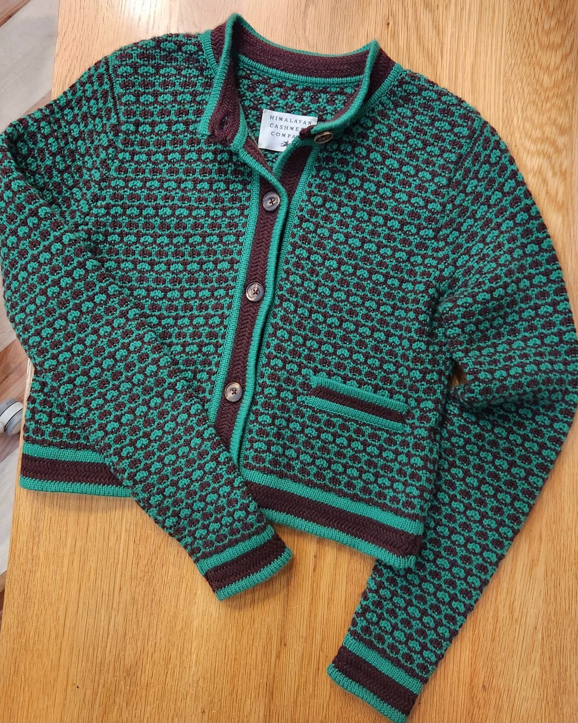 (새상품급)히말라얀캐시미어 명품 그린 니트가디건 상품이미지3