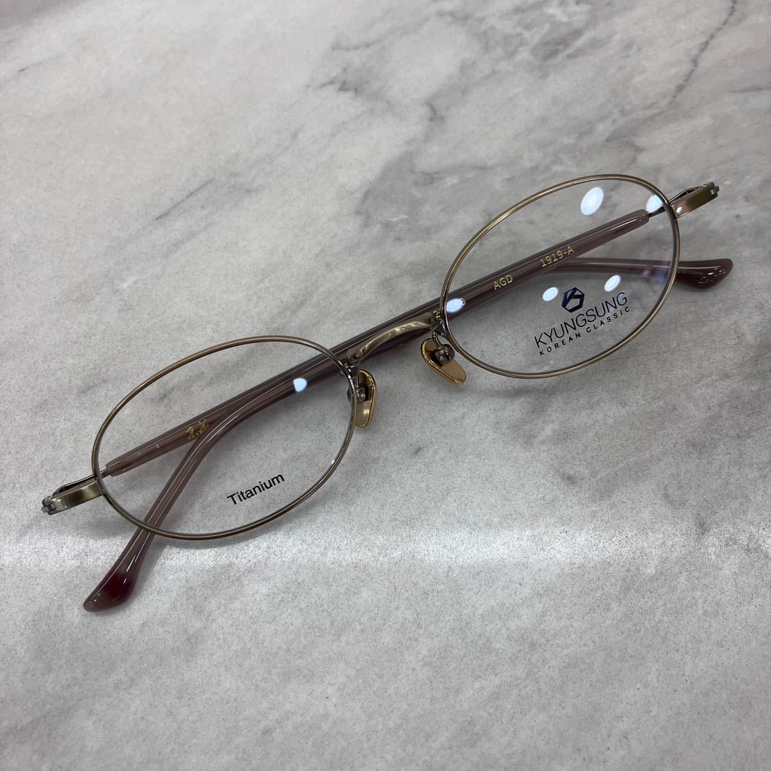 C32 경성 京城 어제 1919 엔틱 골드 오벌 메탈테 안경 상품이미지1