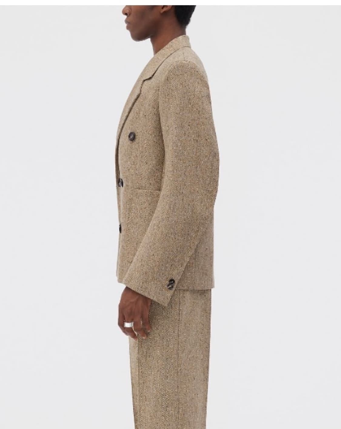 보테가베네타 카멜 블랙 멜란지 쉐브론 모티브 울 재킷52 상품이미지2