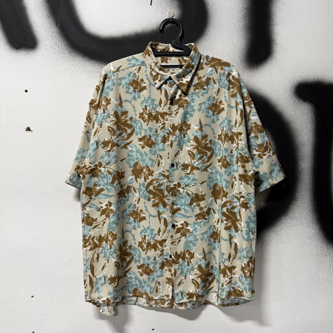 VTG 빈티지 리프 플라워 패턴 반팔 셔츠 상품이미지1