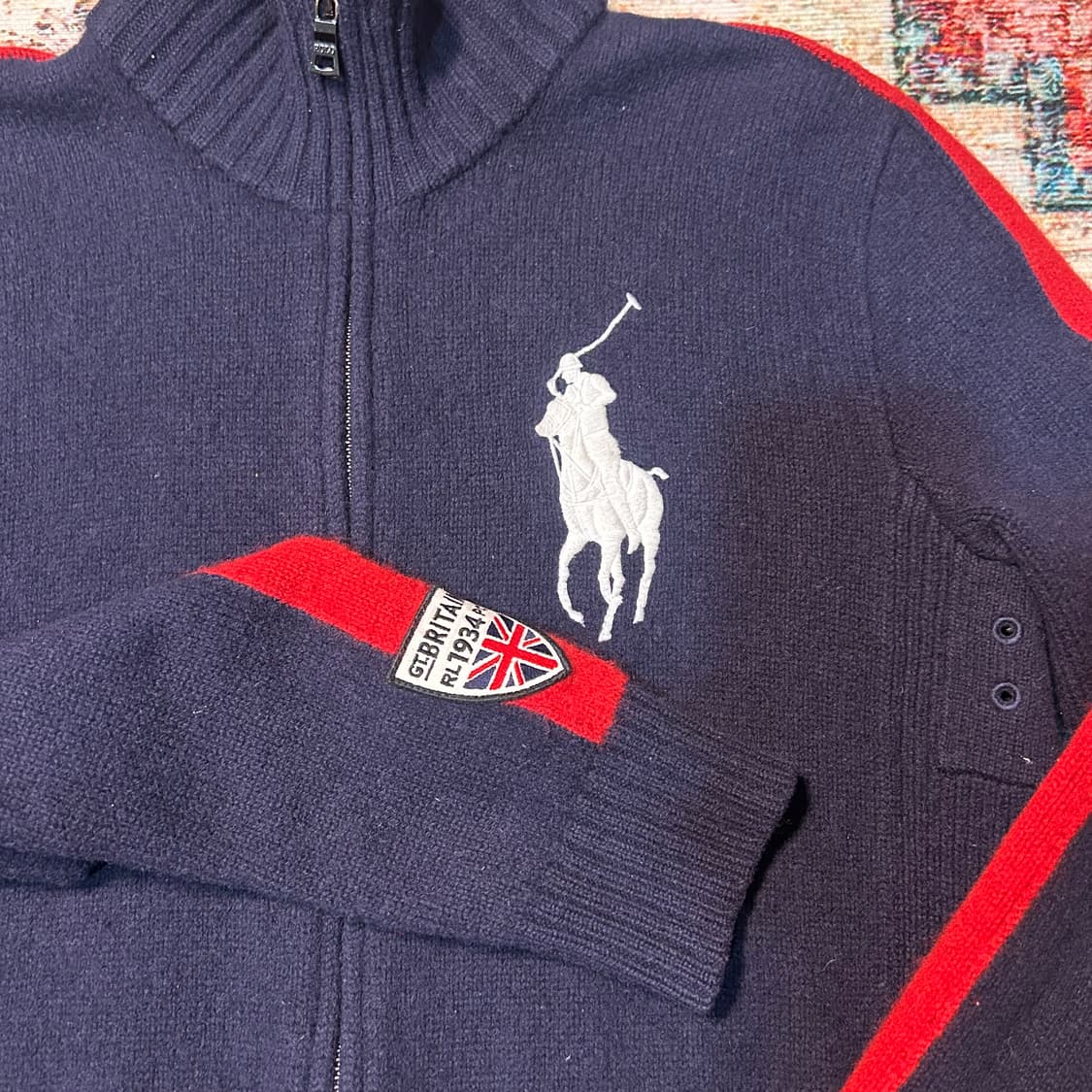 [M] 폴로 랄프로렌 유니온잭빅포니 램스울 니트 집업 상품이미지3