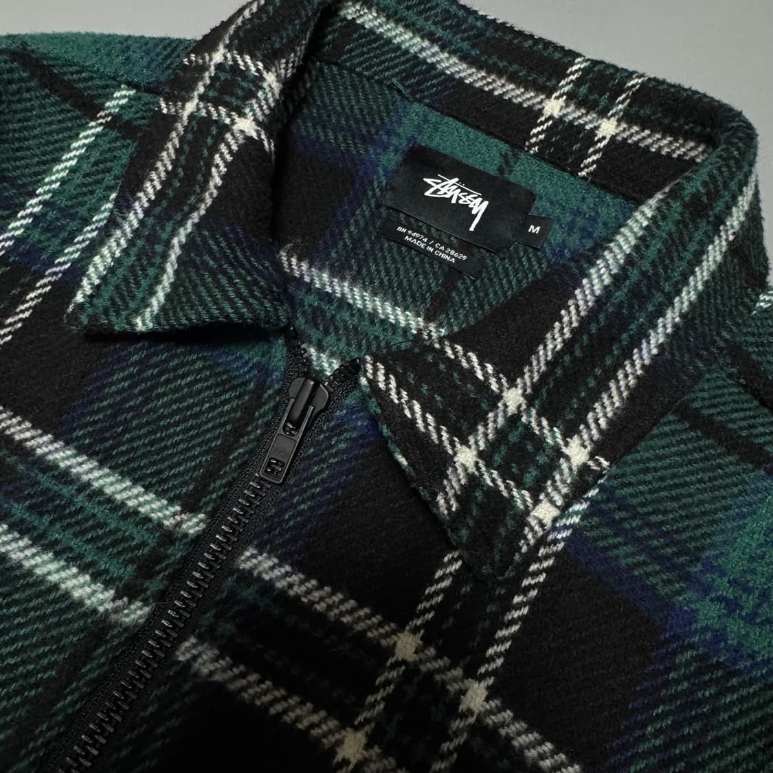 스투시(STUSSY) 그린컬러 플레이드 패턴 울 혼방 집업 블루종 자켓 상품이미지3