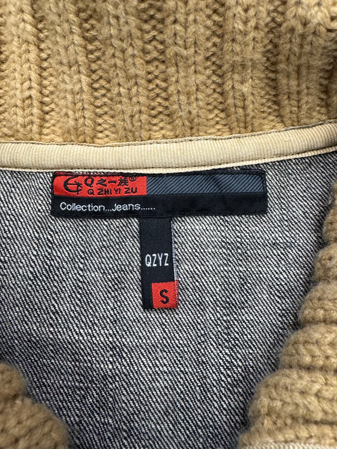 S)QZYZ 빈티지 니트 카라 여성 데님 자켓 상품이미지5