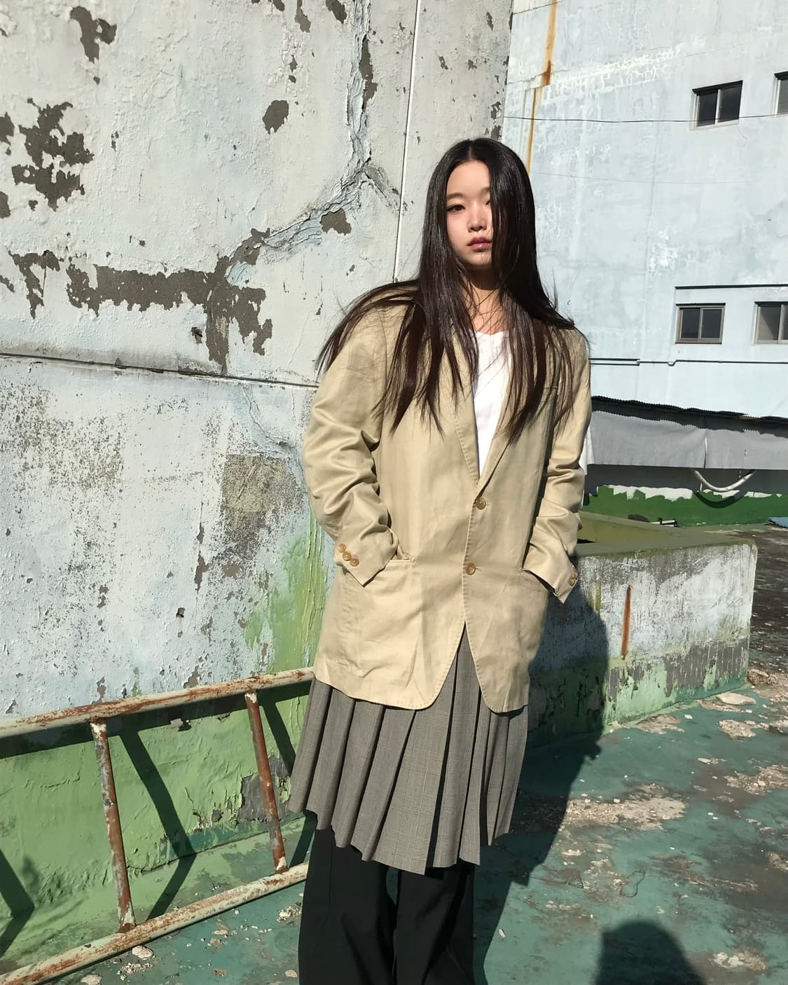 레이어드 플리츠 체크 스커트  상품이미지3