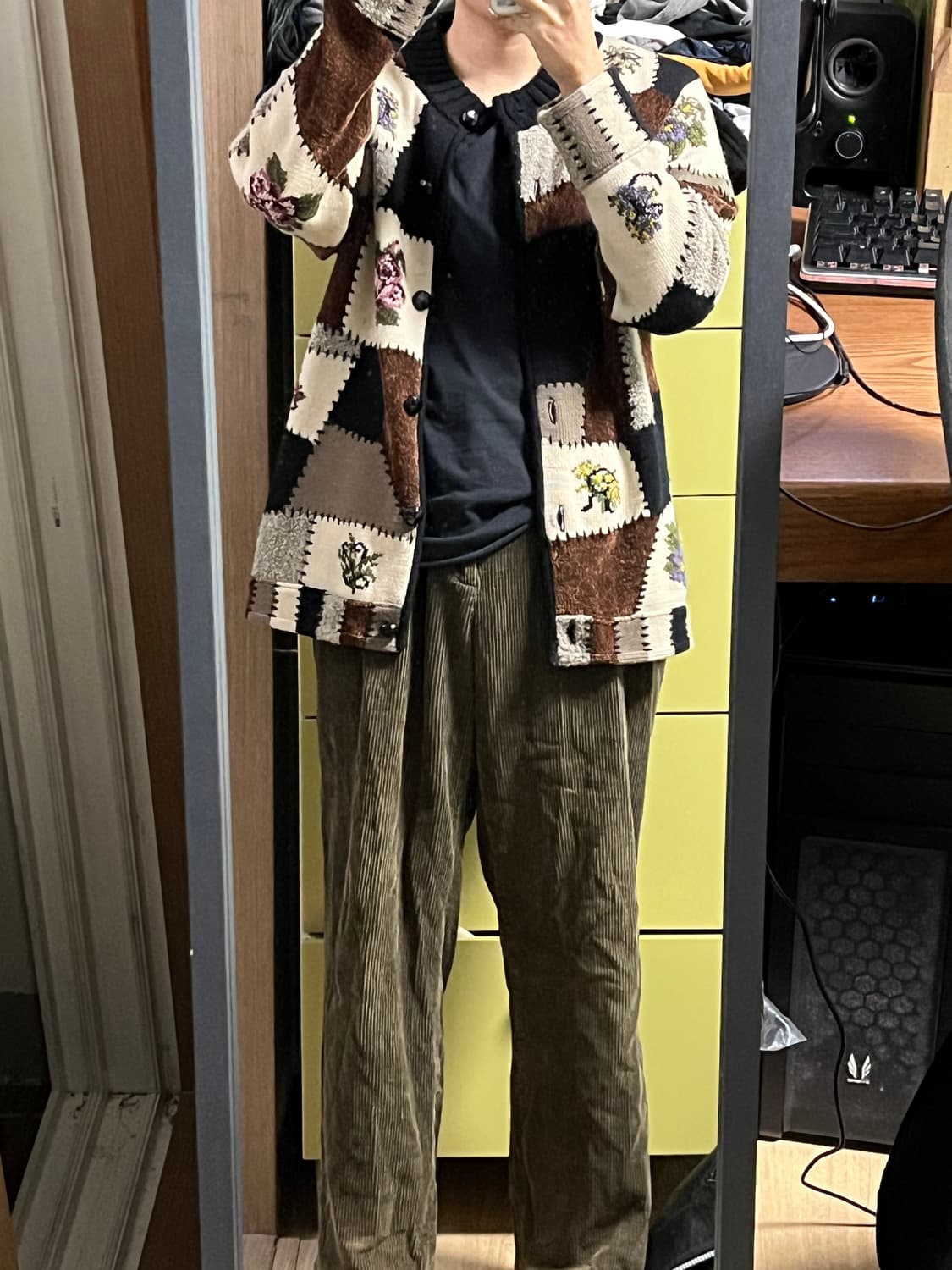 빈티지 패치워크 라운드넥 가디건 상품이미지2