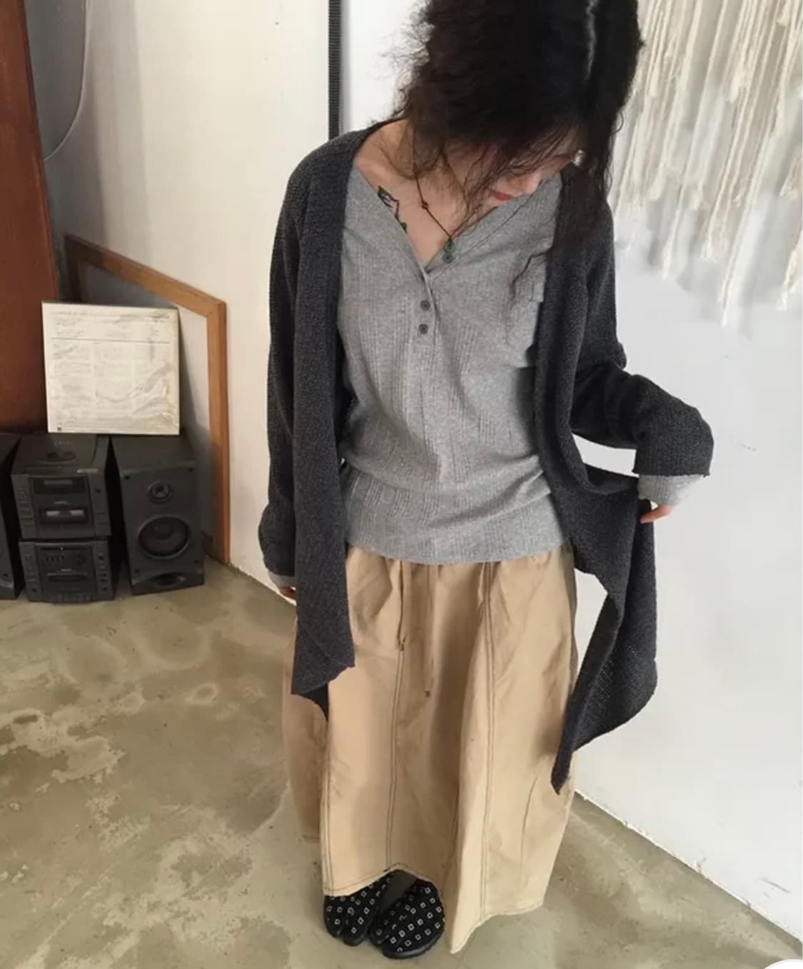 랩 가디건 차콜 상품이미지1