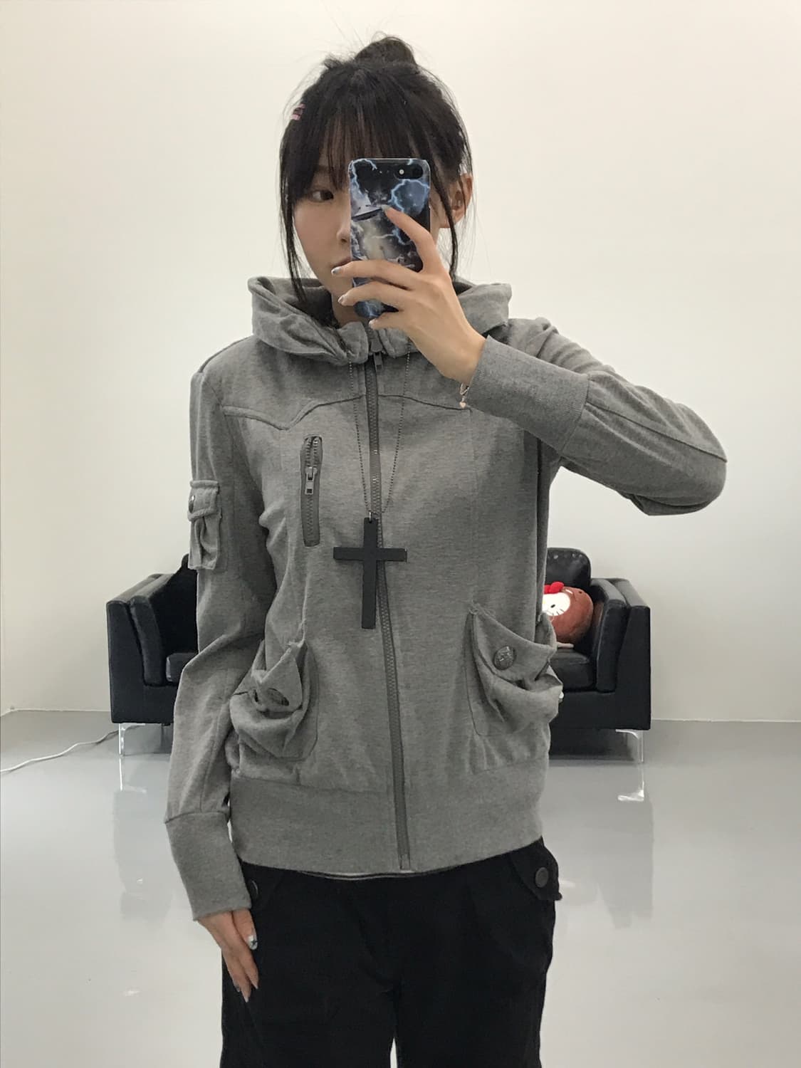 Lazy Dais Y2k High Neck Zip Up Hoodies 상품이미지2