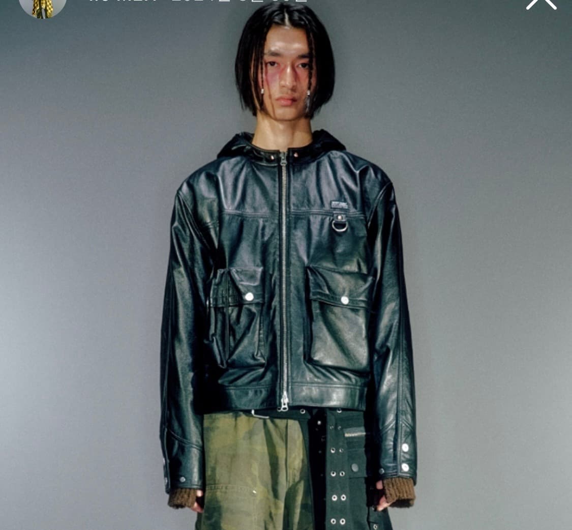 베이컨트 아카이브 :에일리시 카고 후드 자켓 / 레더 블랙 구매합니다 상품이미지1