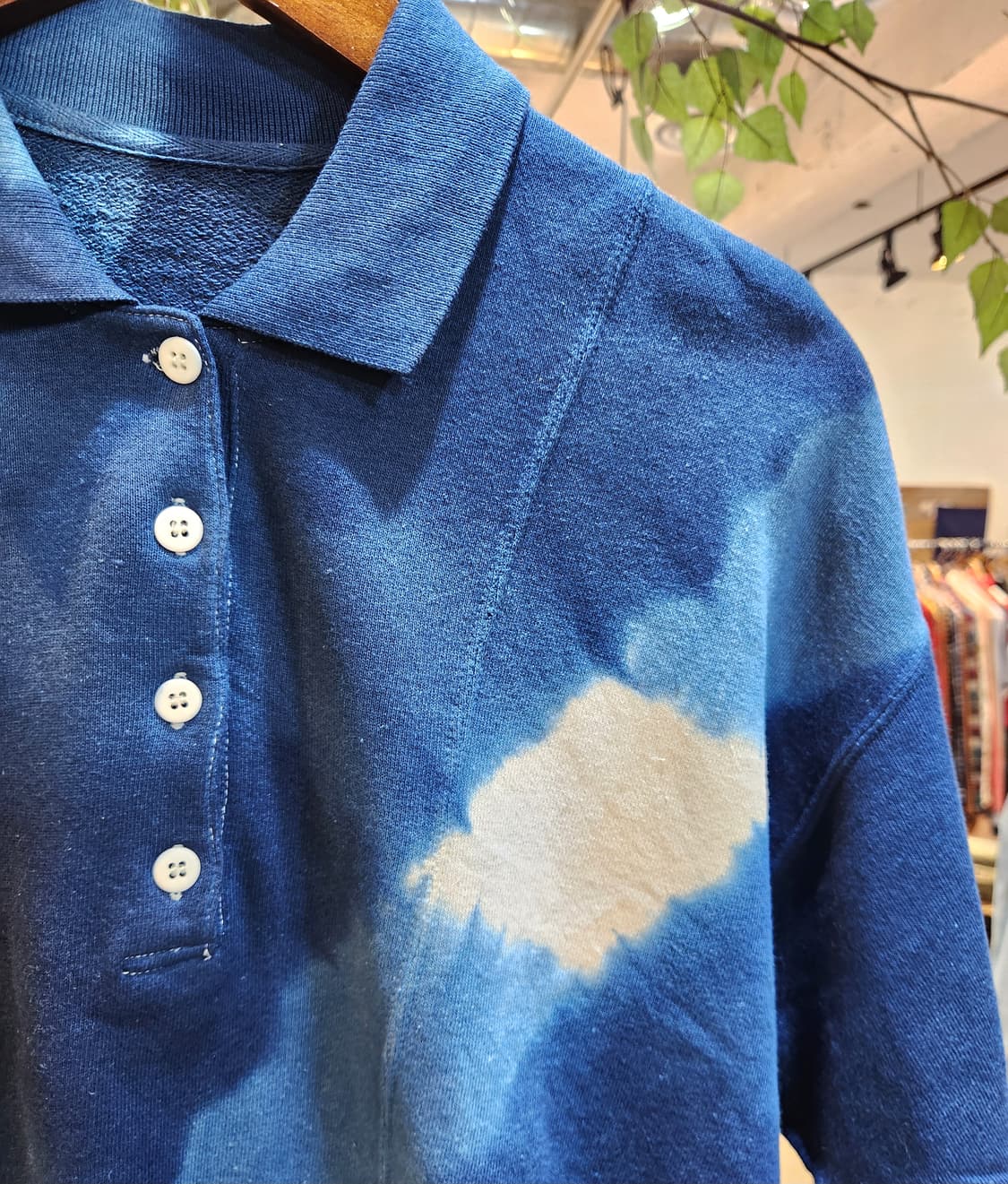 인디고  워싱 코튼 카라 반팔 상품이미지4