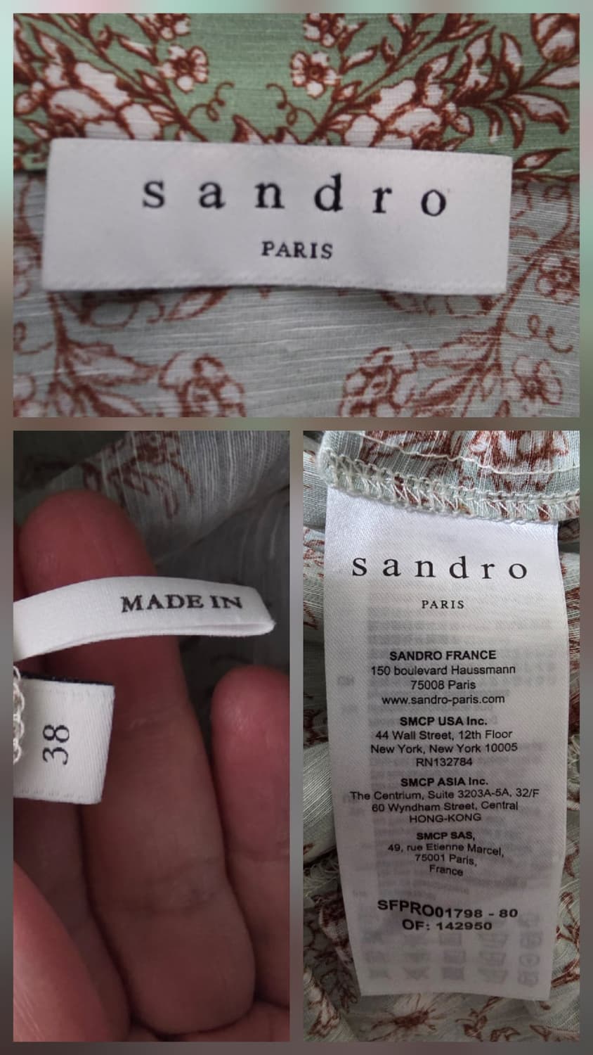(38사이즈)SANDRO 산드로 민트 플라워 빅카라 원피스 상품이미지10