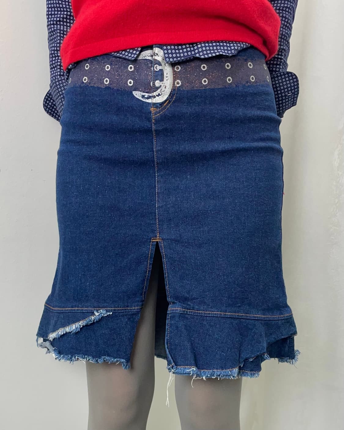 CLUTCH 벨트 프린트 데님 스커트 상품이미지8