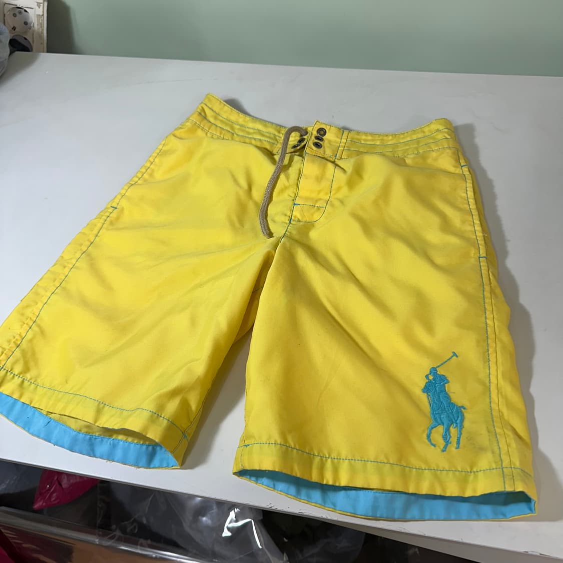 10-12Y 폴로키즈 옐로우 빅포니로고 밴딩 스윔팬츠 상품이미지4