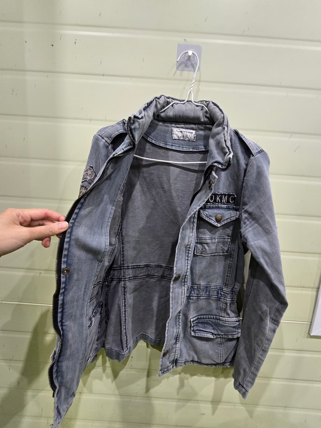 Young Storm 핀터깔y2k 스톰 쓰리스타 견장 데님자켓 상품이미지4