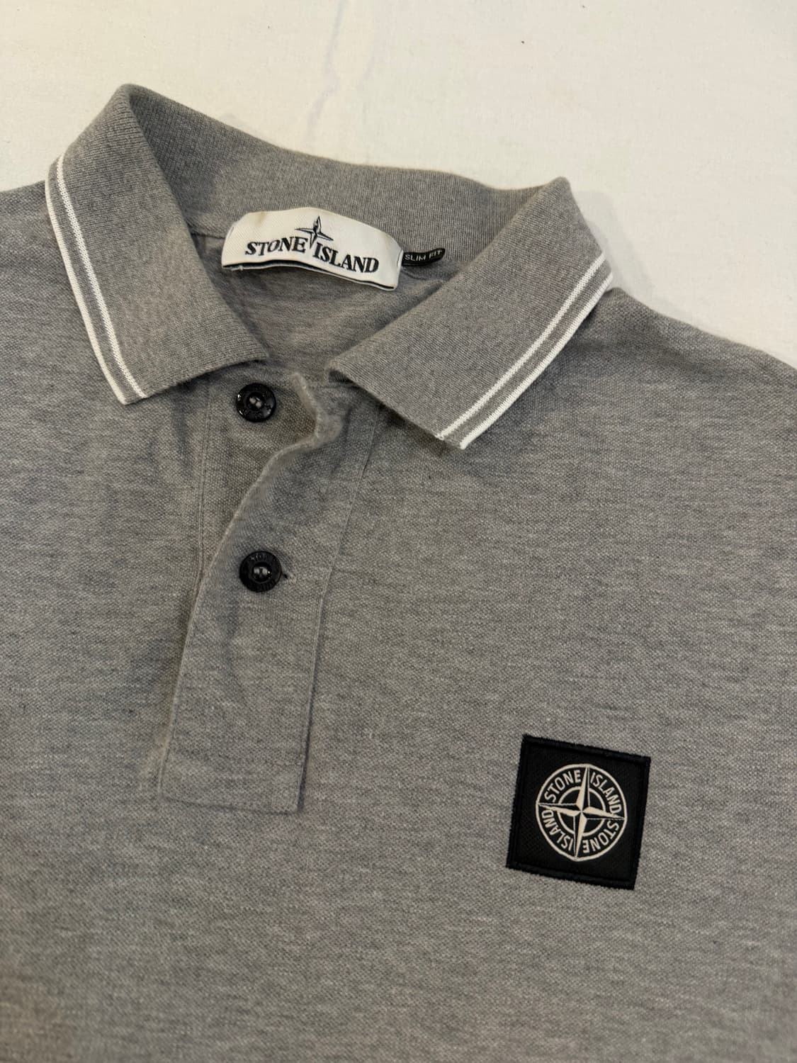 스톤아일랜드 컴파스 패치로고 반팔 카라티 그레이 상품이미지2