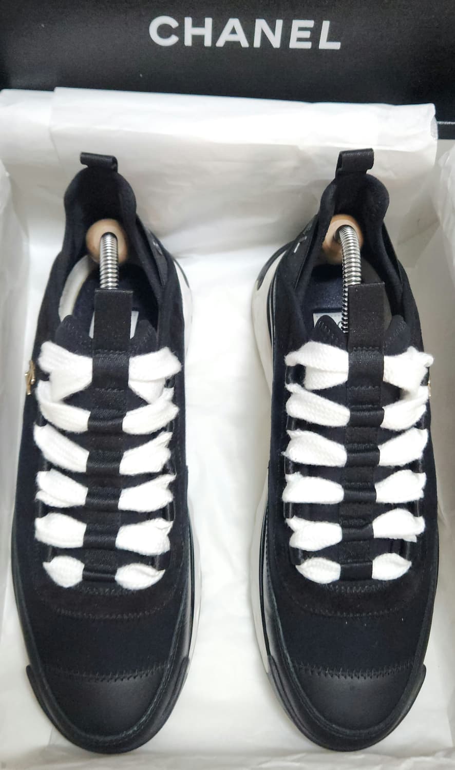 [정품) 샤넬 스니커즈 운동화 믹스드 파이버 스웨이드 카프스킨& 골드40 상품이미지5