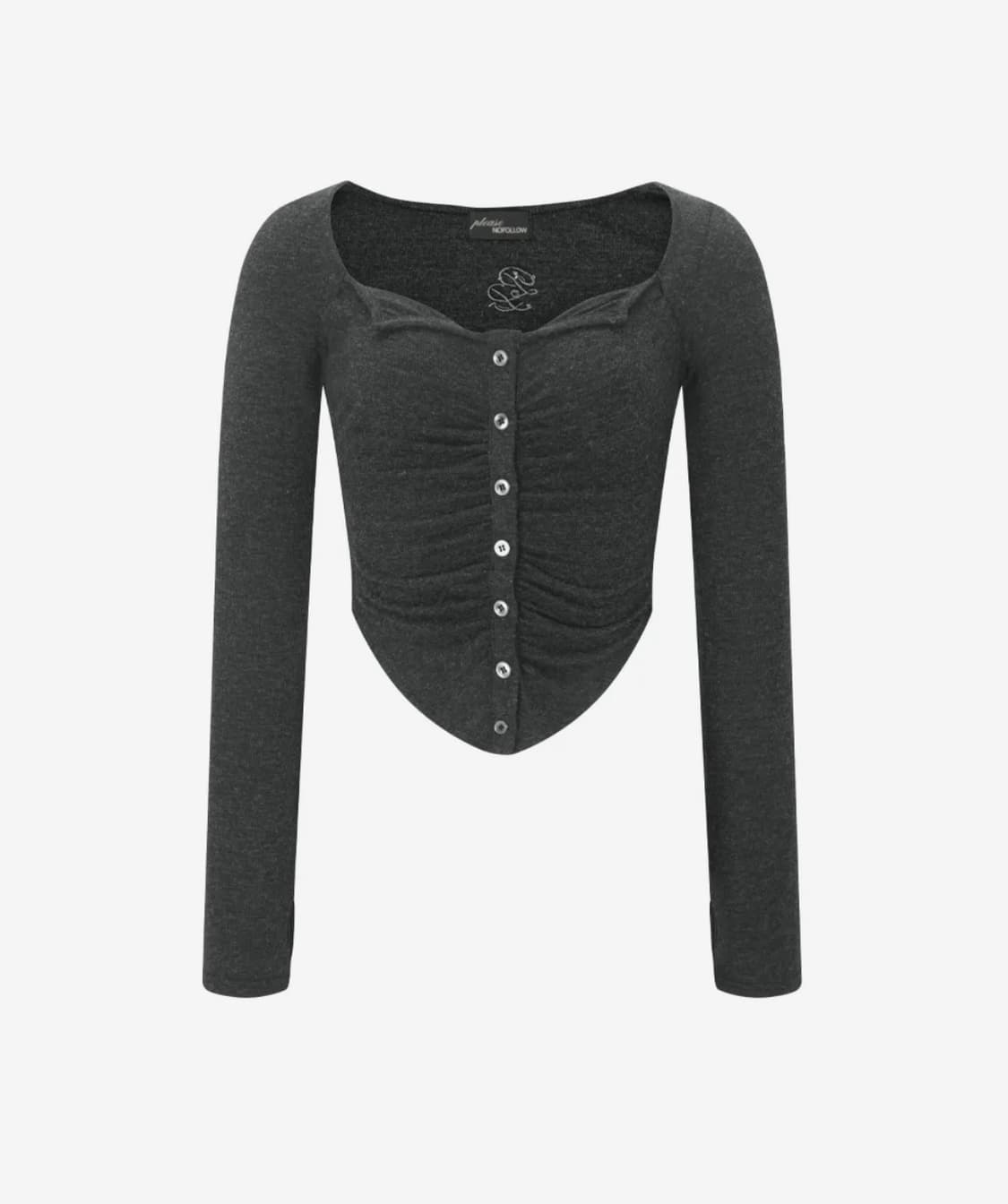 플리즈노팔로우 카야 버튼 셔링 롱슬리브탑 상품이미지2