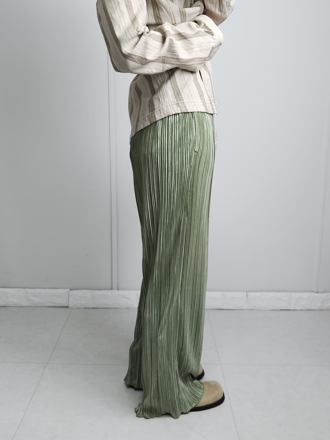 (GU)골지 글로시 롱 팬츠 상품이미지4