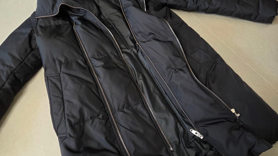 솔리드 옴므 더블 지퍼 하이넥 구스 다운 롱패딩 상품이미지6