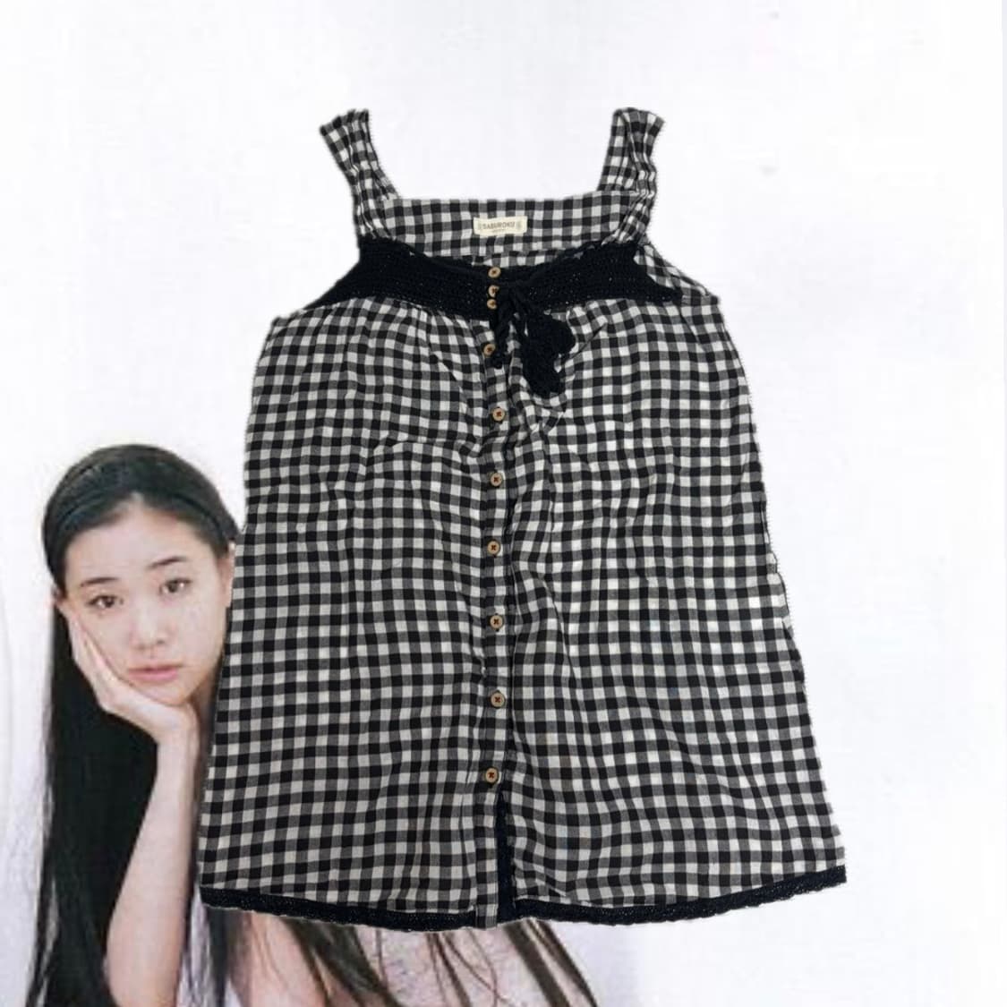 일본 빈티지 모리걸 체크 나시 상품이미지1