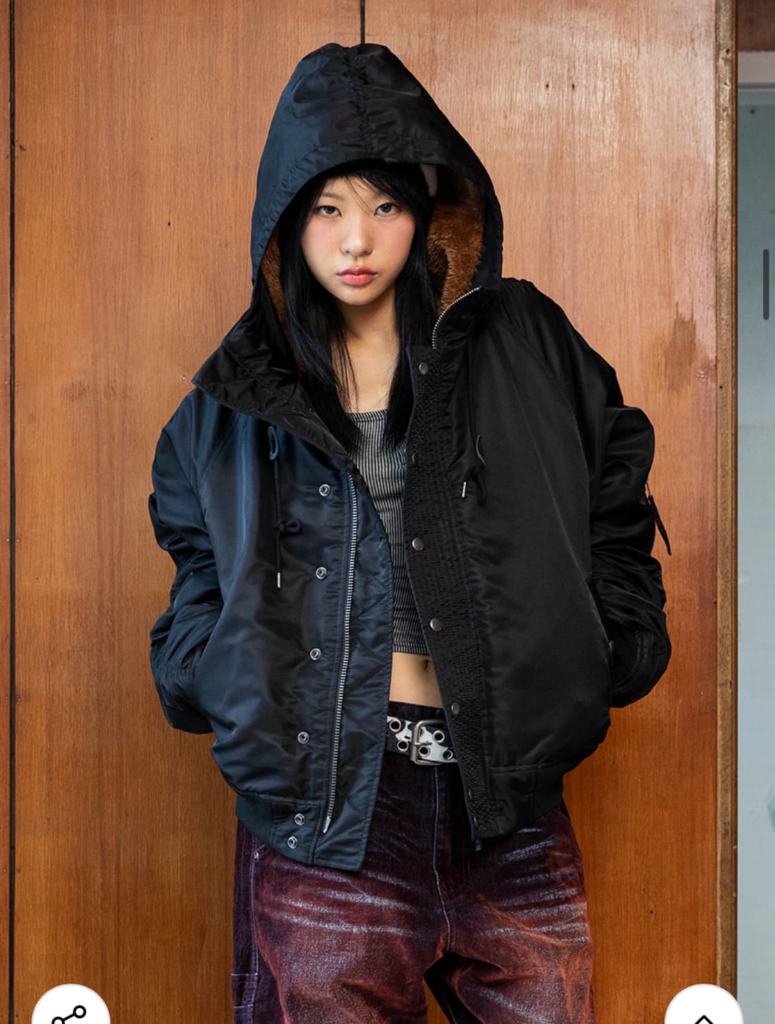 글랙 GJ107 리워크 N2B 나일론 숏 파카 (BLACK) 상품이미지3