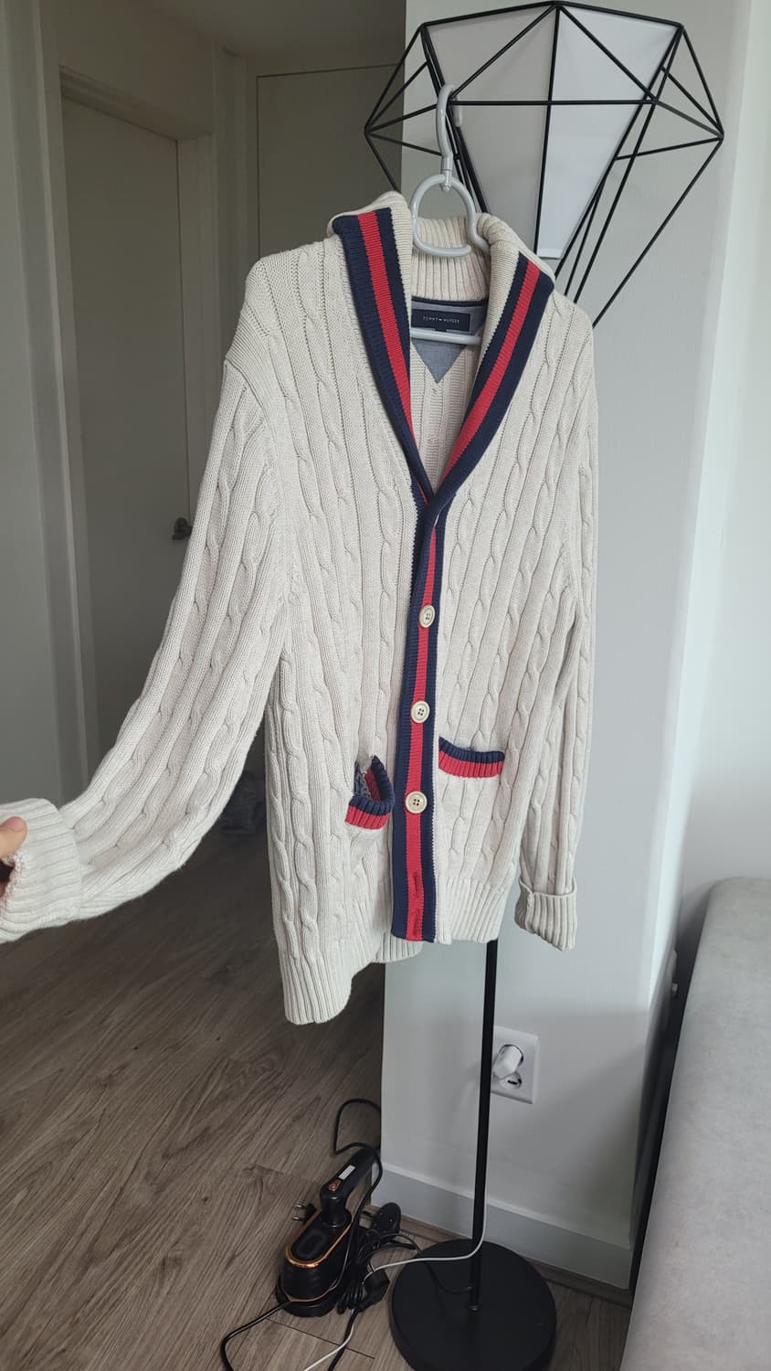 타미힐피거 립 케이블 숄넥 버튼 가디건-M사이즈 상품이미지5