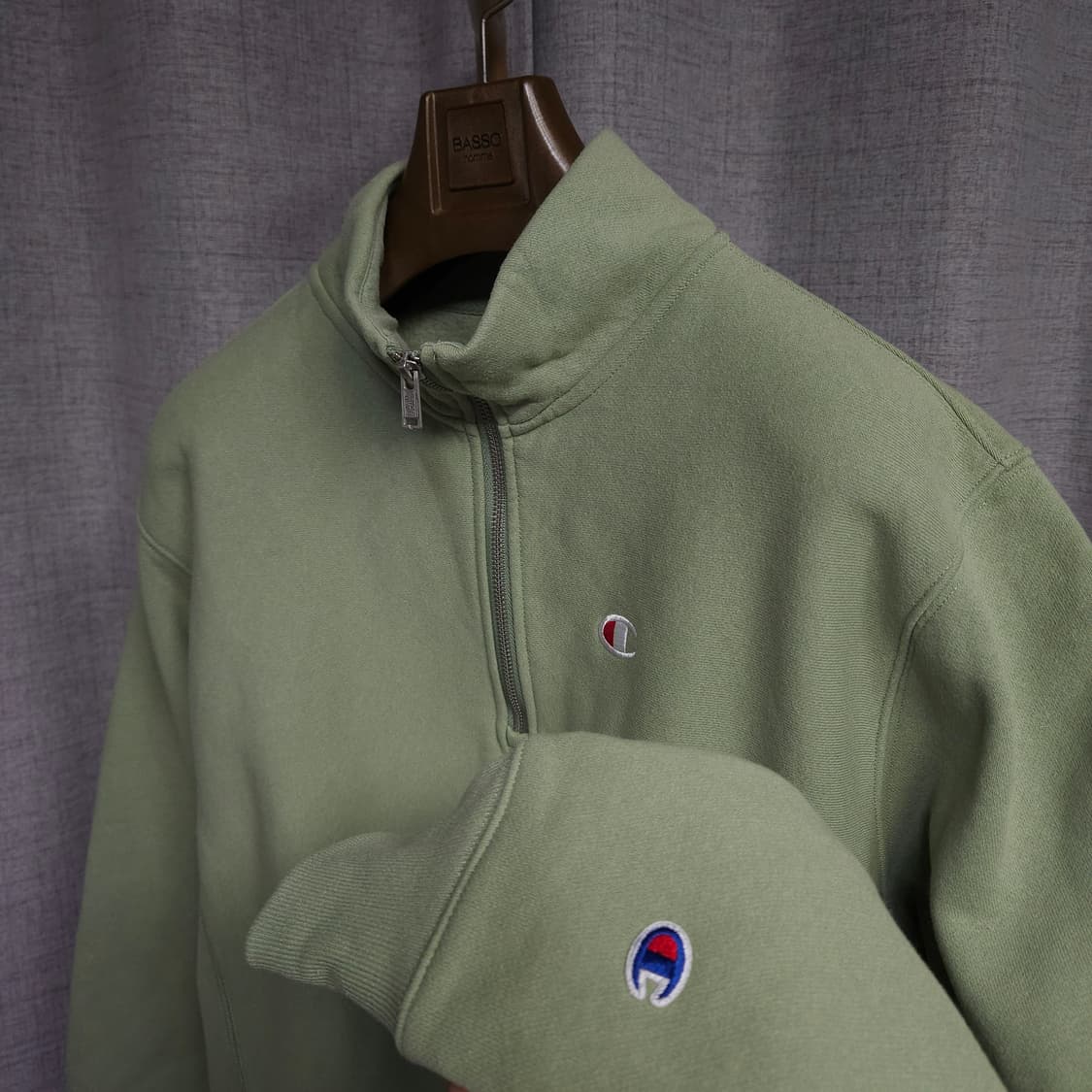 M ) 챔피온 리버스위브 하프집업 기모 맨투맨 민트 상품이미지3