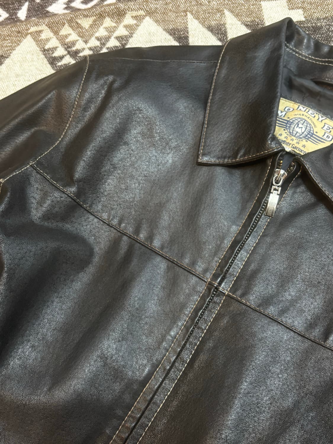 빈티지 하드 가죽 자켓/다크브라운 상품이미지3