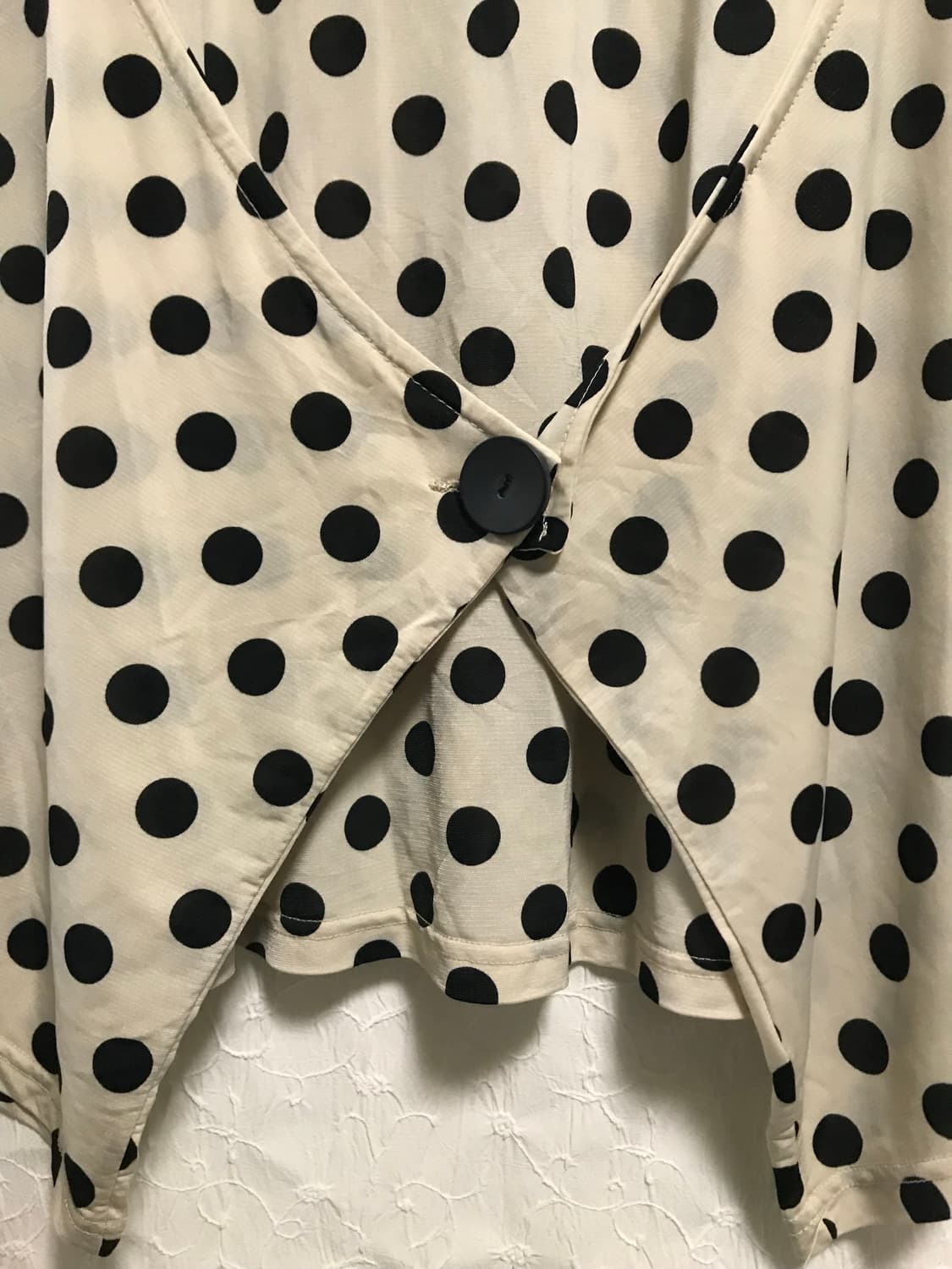 빈티지 너드 모리 도트 레이어드 슬리브리스 탑 상품이미지3