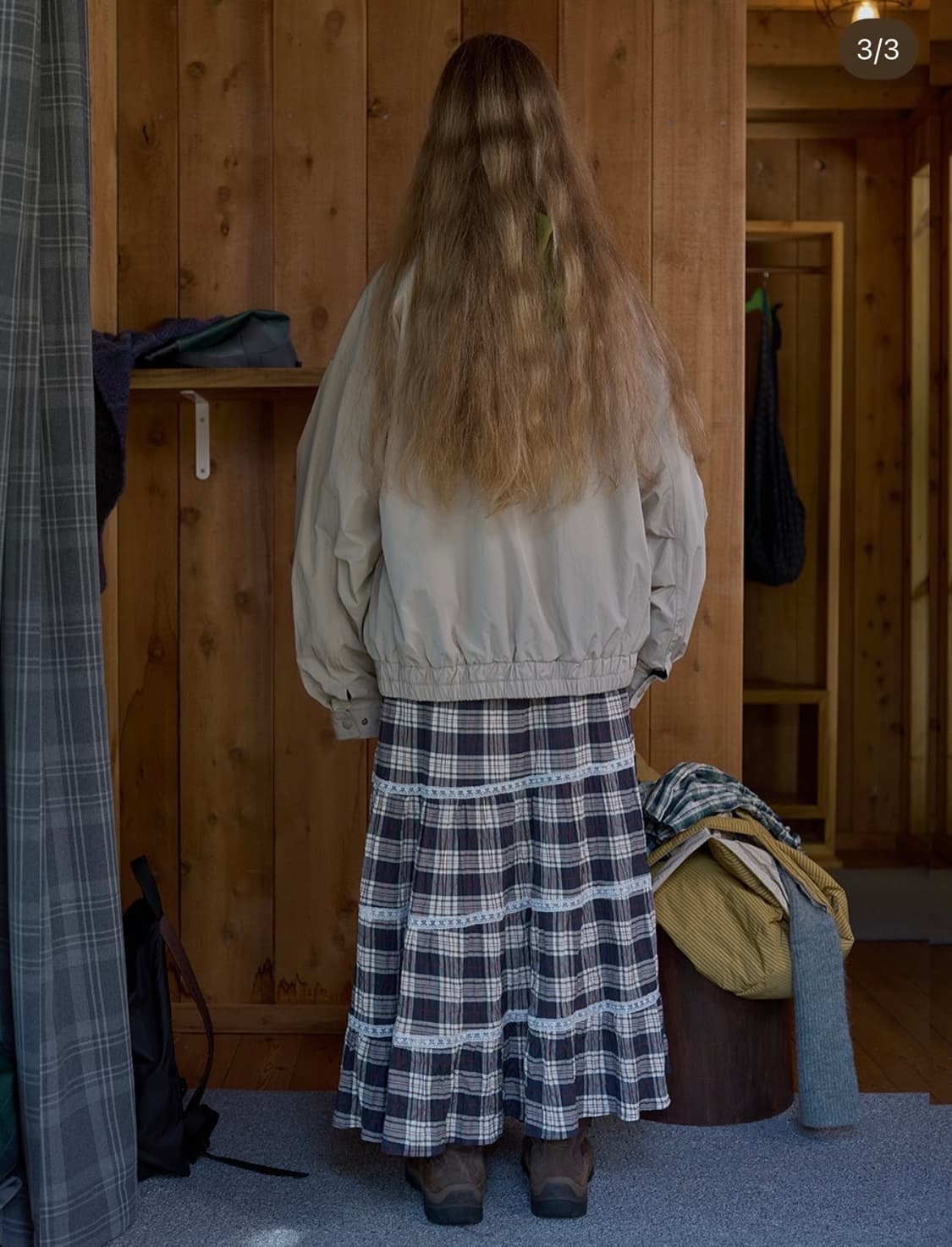 노컨텐츠 체크 캉캉 롱스커트 상품이미지3