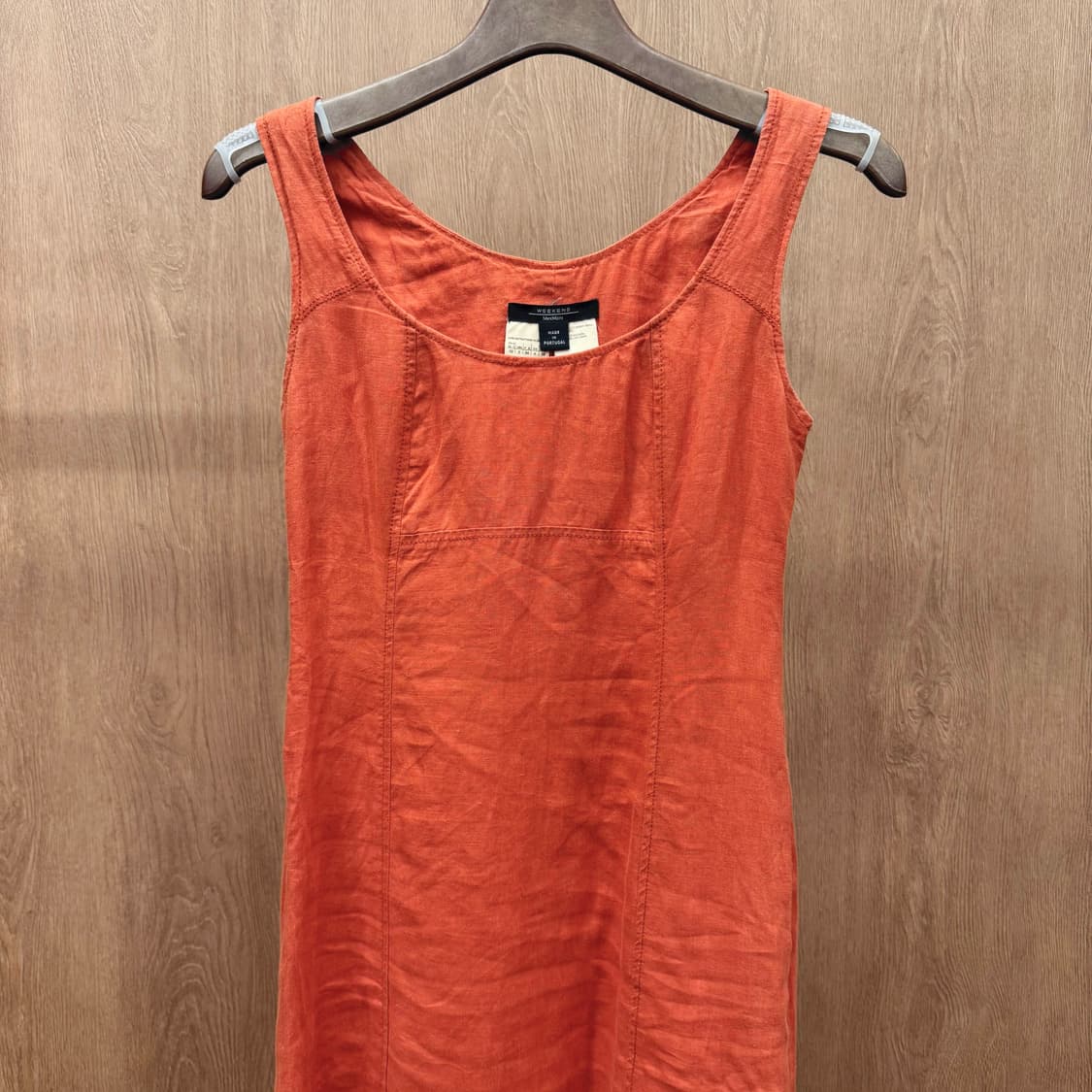 막스마라 위켄드 린넨 슬리브리스 롱 원피스 절개라인 디테일 오렌지 상품이미지4