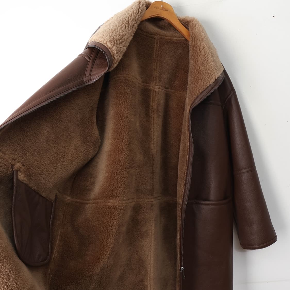 77/리오벨 양모100% 무스탕 하프 롱 코트 상품이미지6