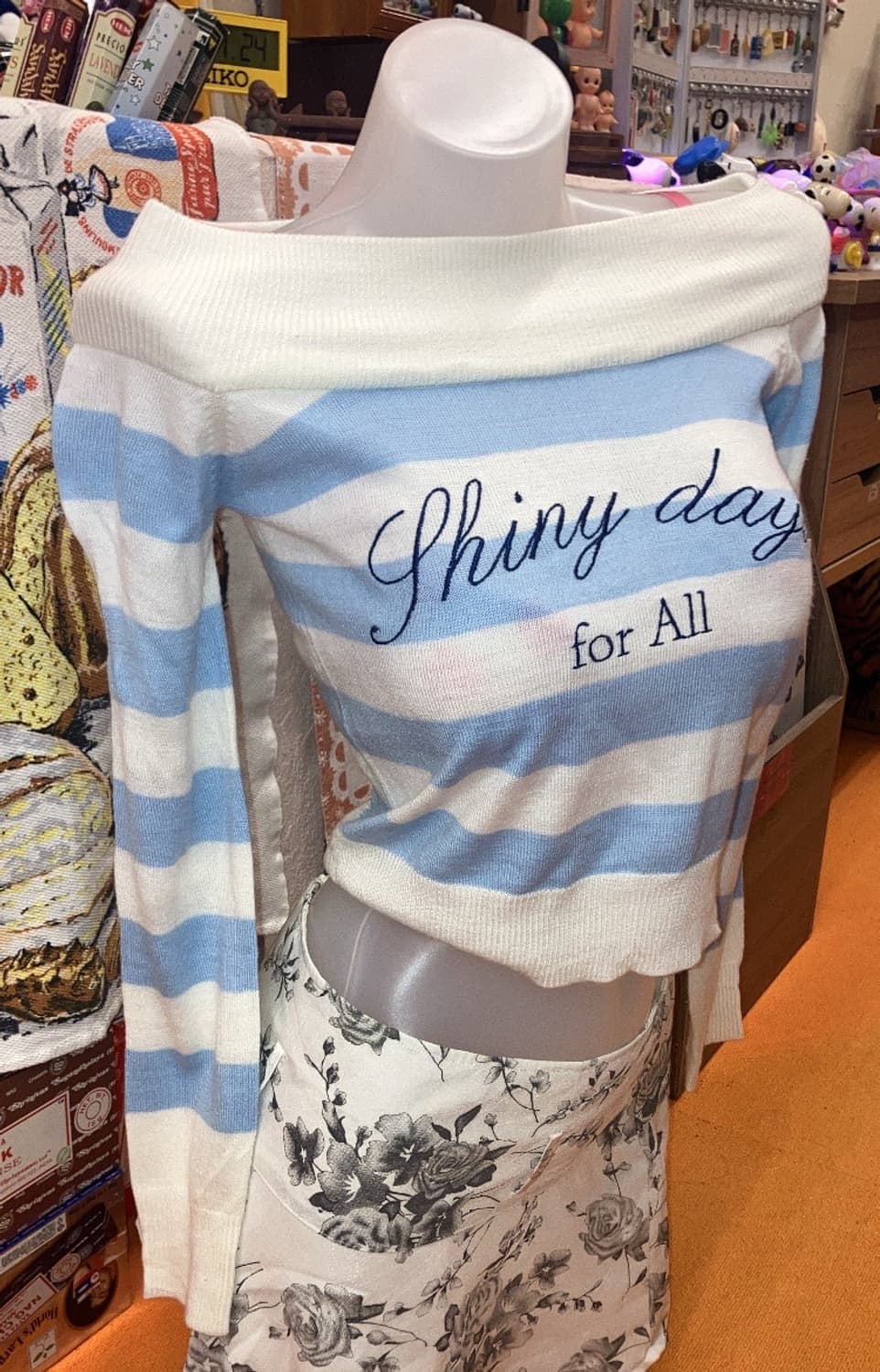 jpn 오프숄더 스트라이프 니트 상품이미지2