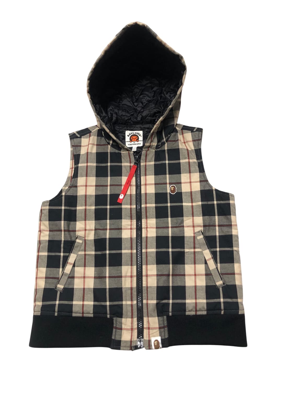 정품 베이프 너드체크 누빔 조끼 후드패딩(44) 상품이미지1