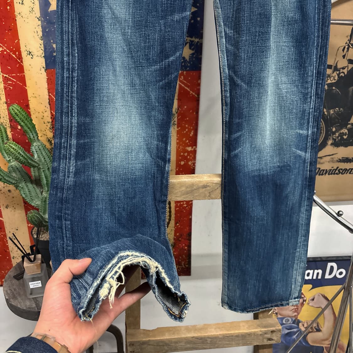 90s 에드윈 블루트립 503 빈티지워싱 데님팬츠 N584 상품이미지4