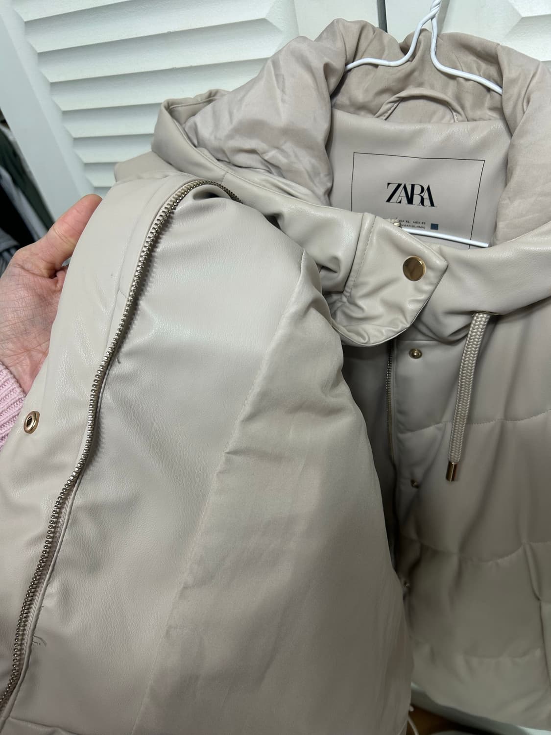 자라 ZARA 연베이지 후드 패딩 조끼 XL 큰 사이즈 상품이미지6