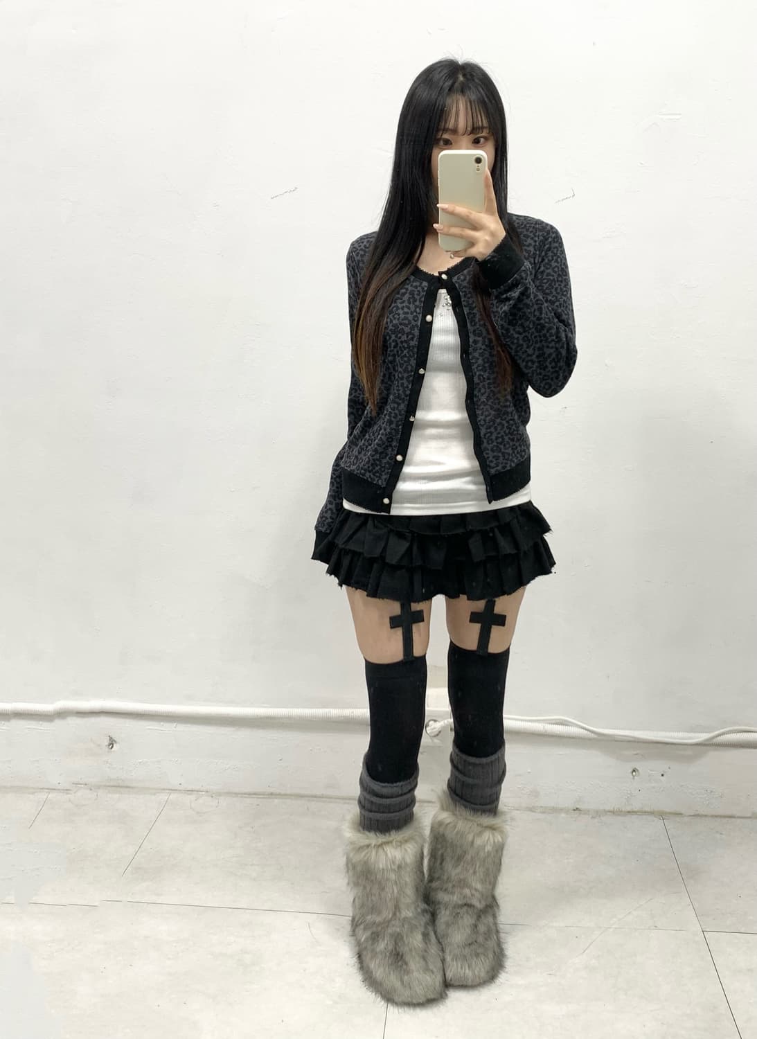 [MOI] 오네갸루 그레이 레오파드 호피 가디건 상품이미지2