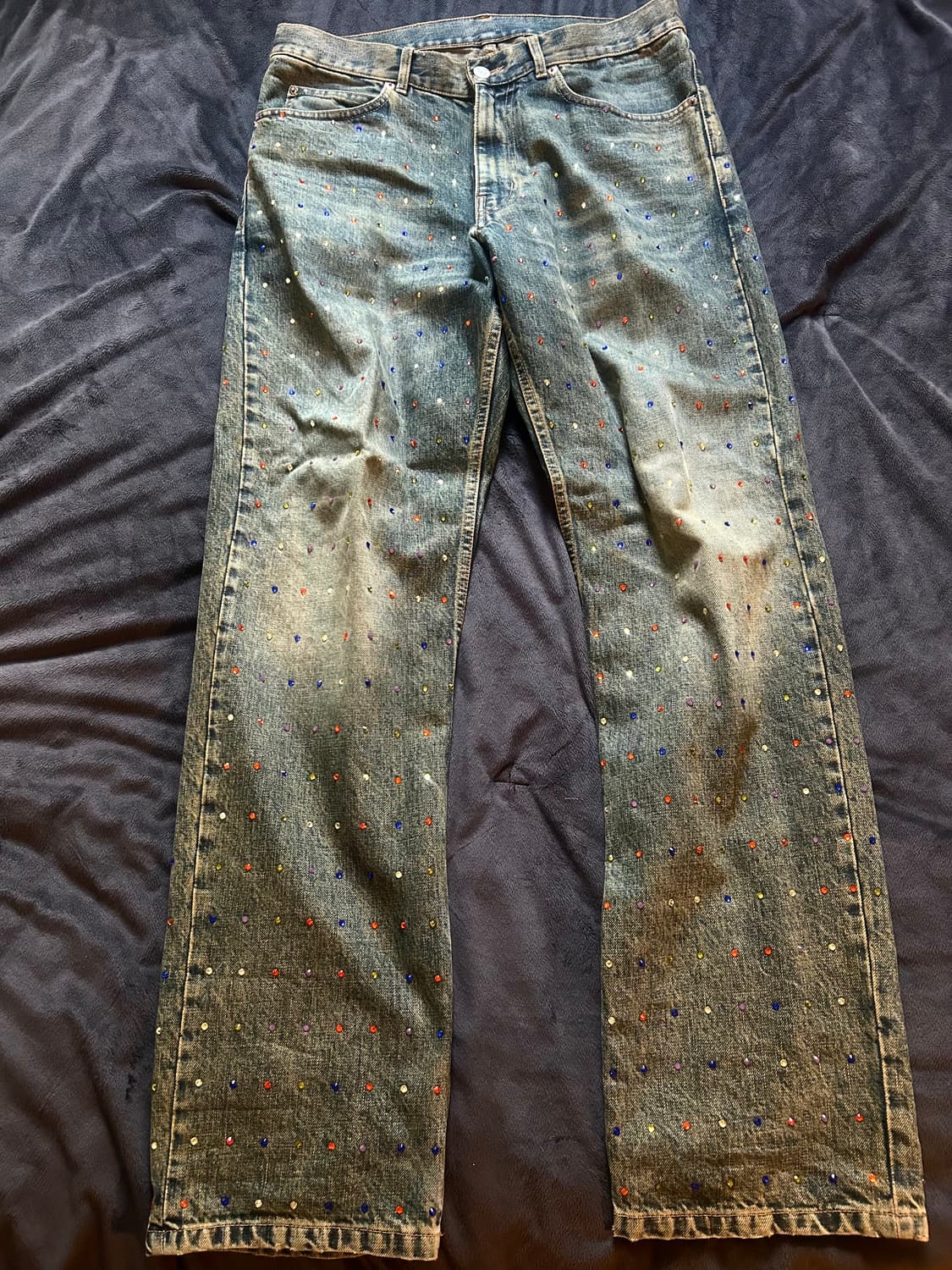 마틴로즈 21ss 스터드 라인스톤 데님 팬츠 상품이미지1