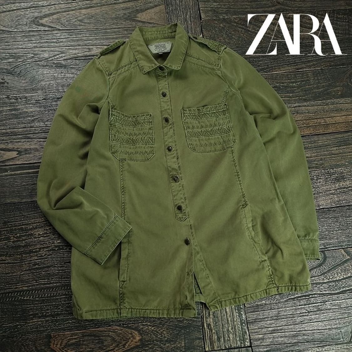 [자라] 빈티지 가공 에슨닉 패널 도킹 밀리터리 셔츠 자켓 M19798 상품이미지1