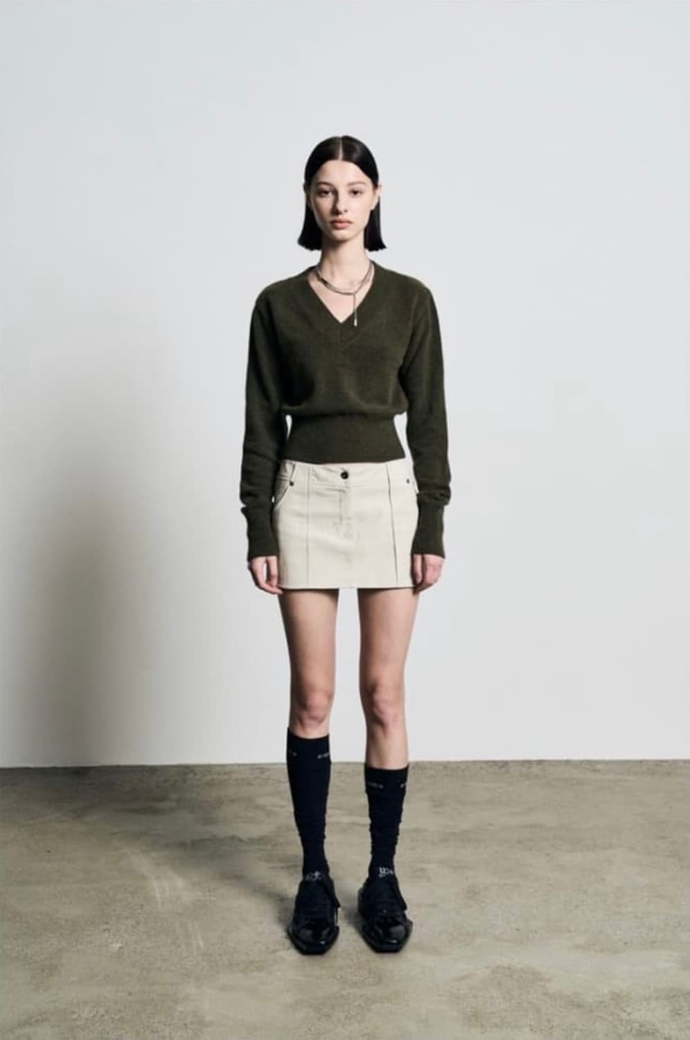 보헤미안서울 힙행거 레더 스커트 M 아이보리 상품이미지3