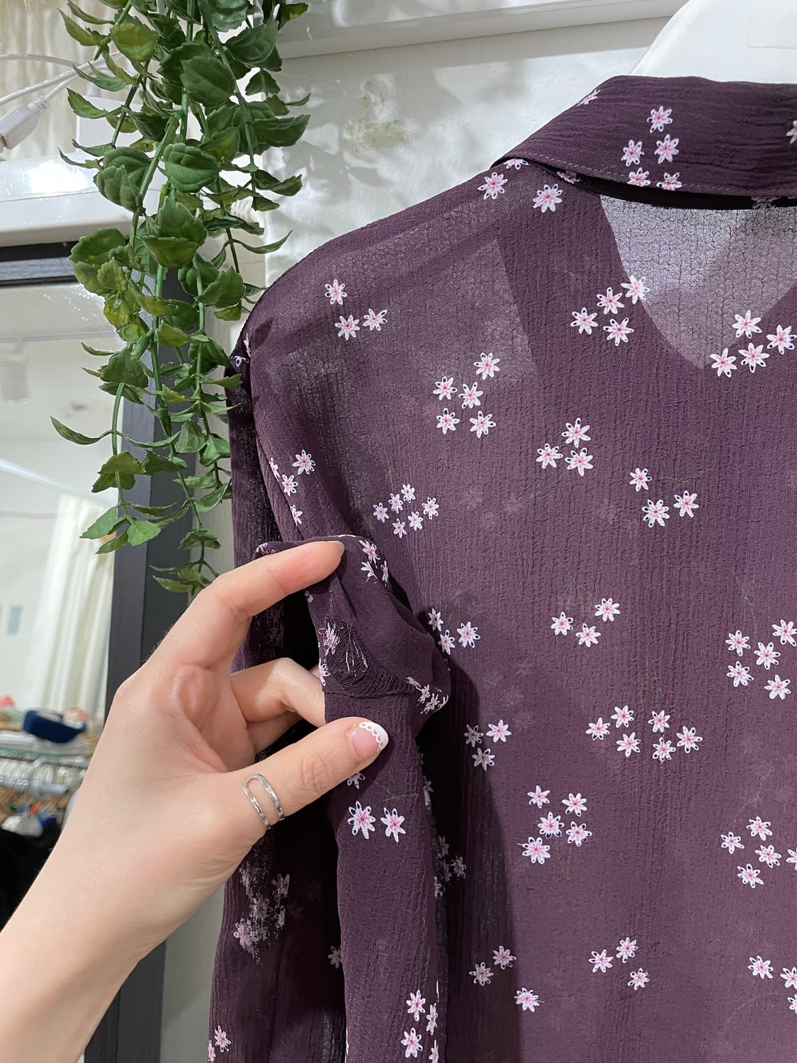 Purple Floral Sheer Blouse 상품이미지10