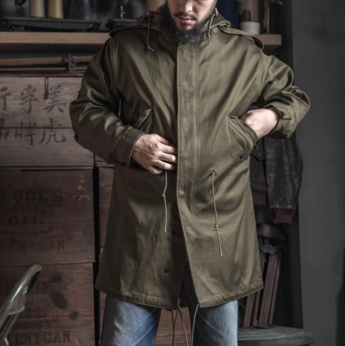 [택달린 새상품] 브론슨 m51 피쉬테일 개파카 올리브색상  M 사이즈 상품이미지7