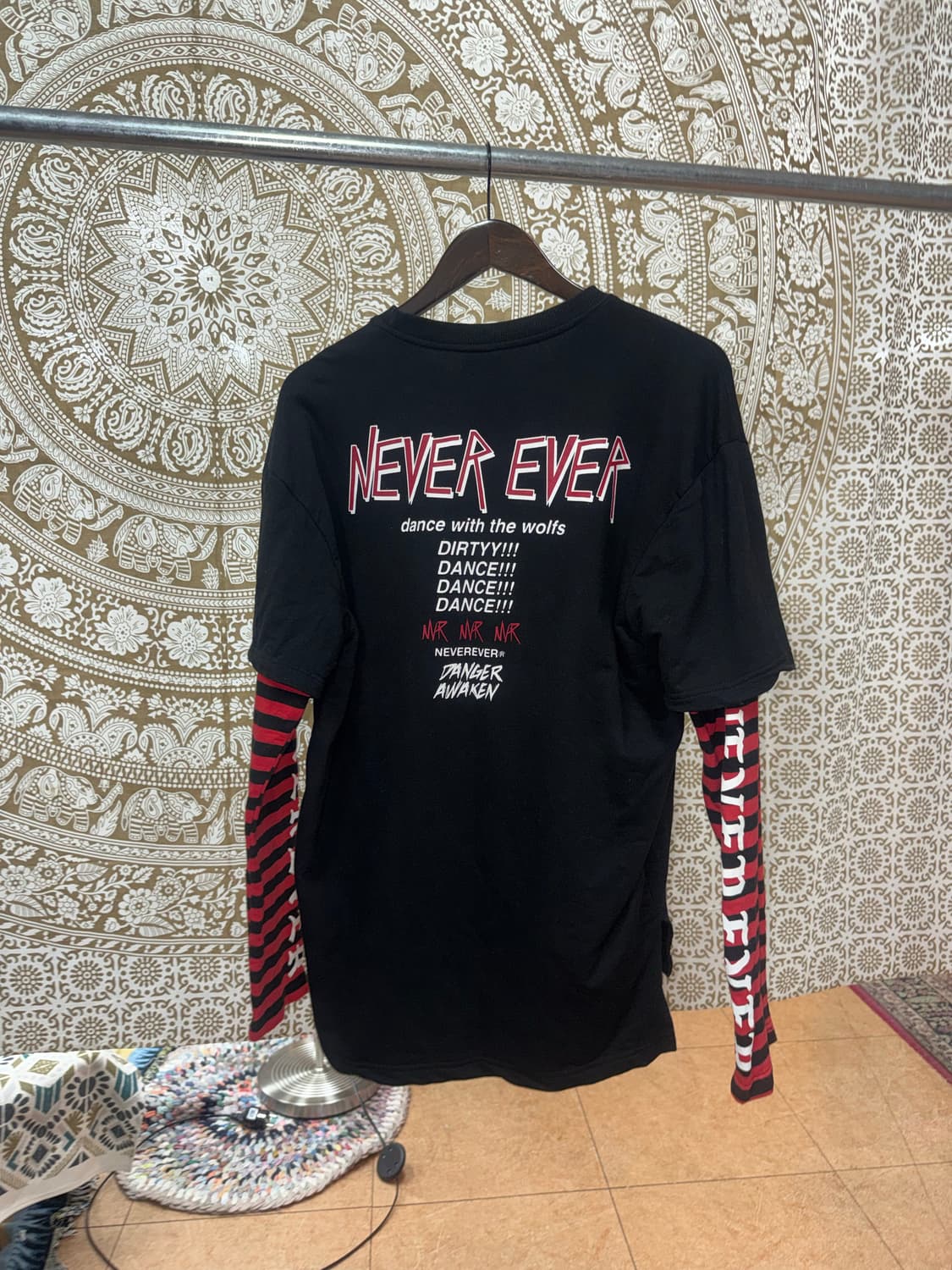 스트라이프 반팔 레이어드 긴팔 티  상품이미지6