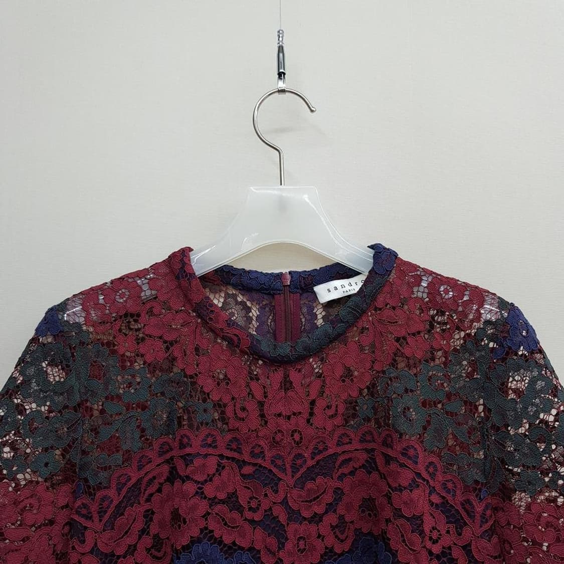 산드로 sandro  배색 플로럴 레이스 미니 원피스 1사이즈 상품이미지3