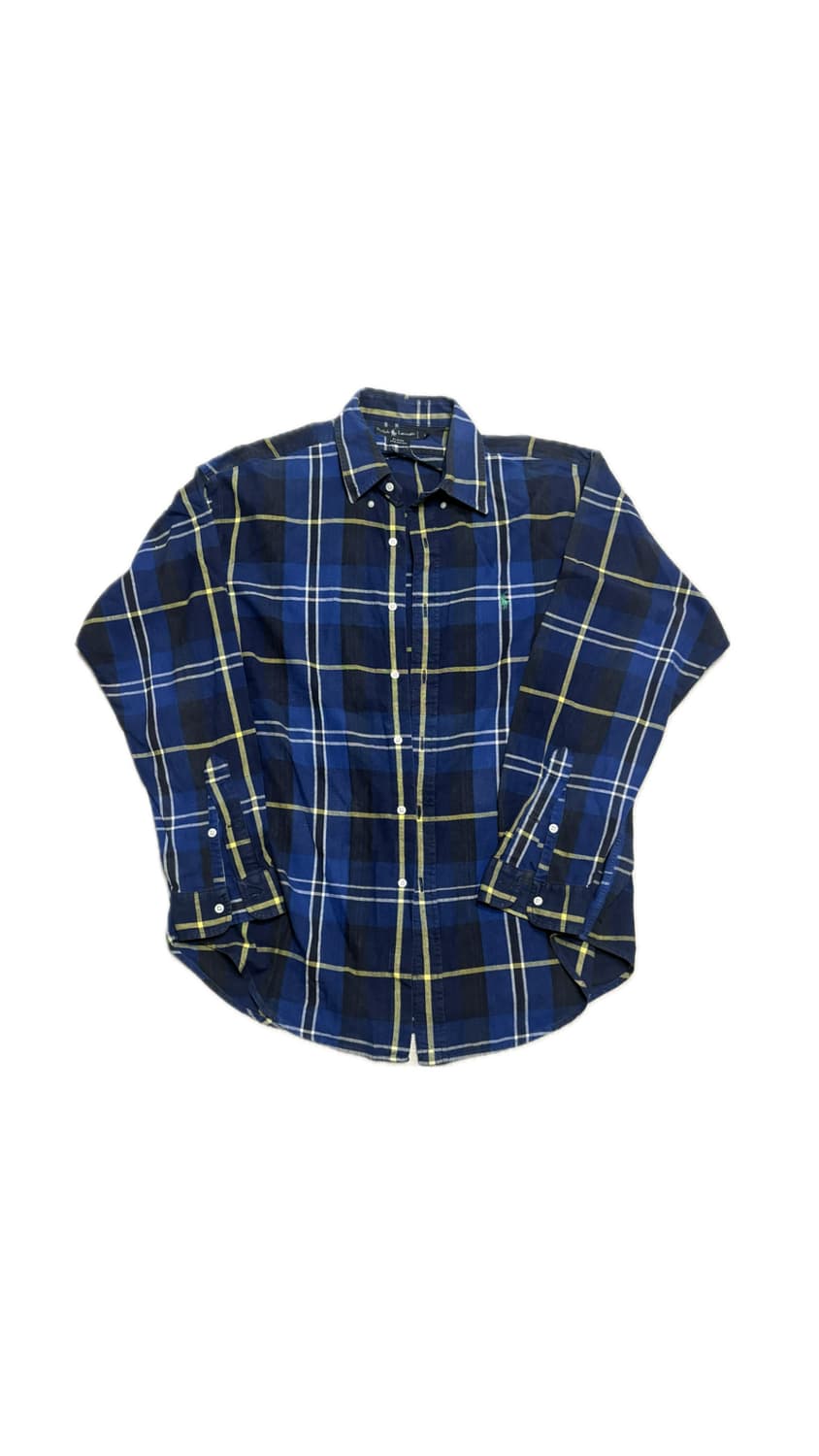 폴로 랄프로렌 블루 옐로우 타탄체크 긴팔 남방 셔츠 상품이미지1