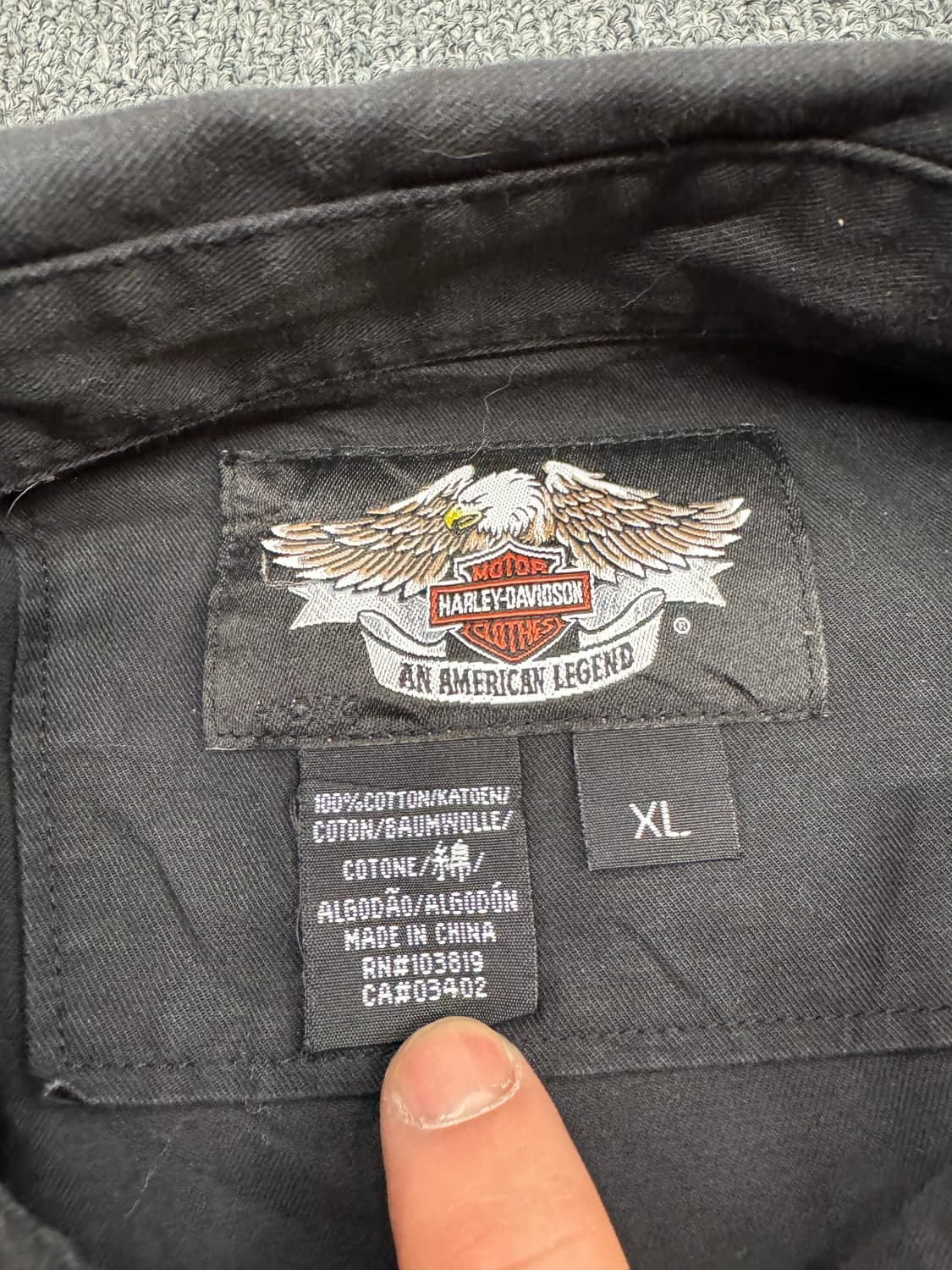 XL)할리데이비슨 빈티지 후면 프린팅 스터드 포인트 블랙 긴팔 셔츠 상품이미지5