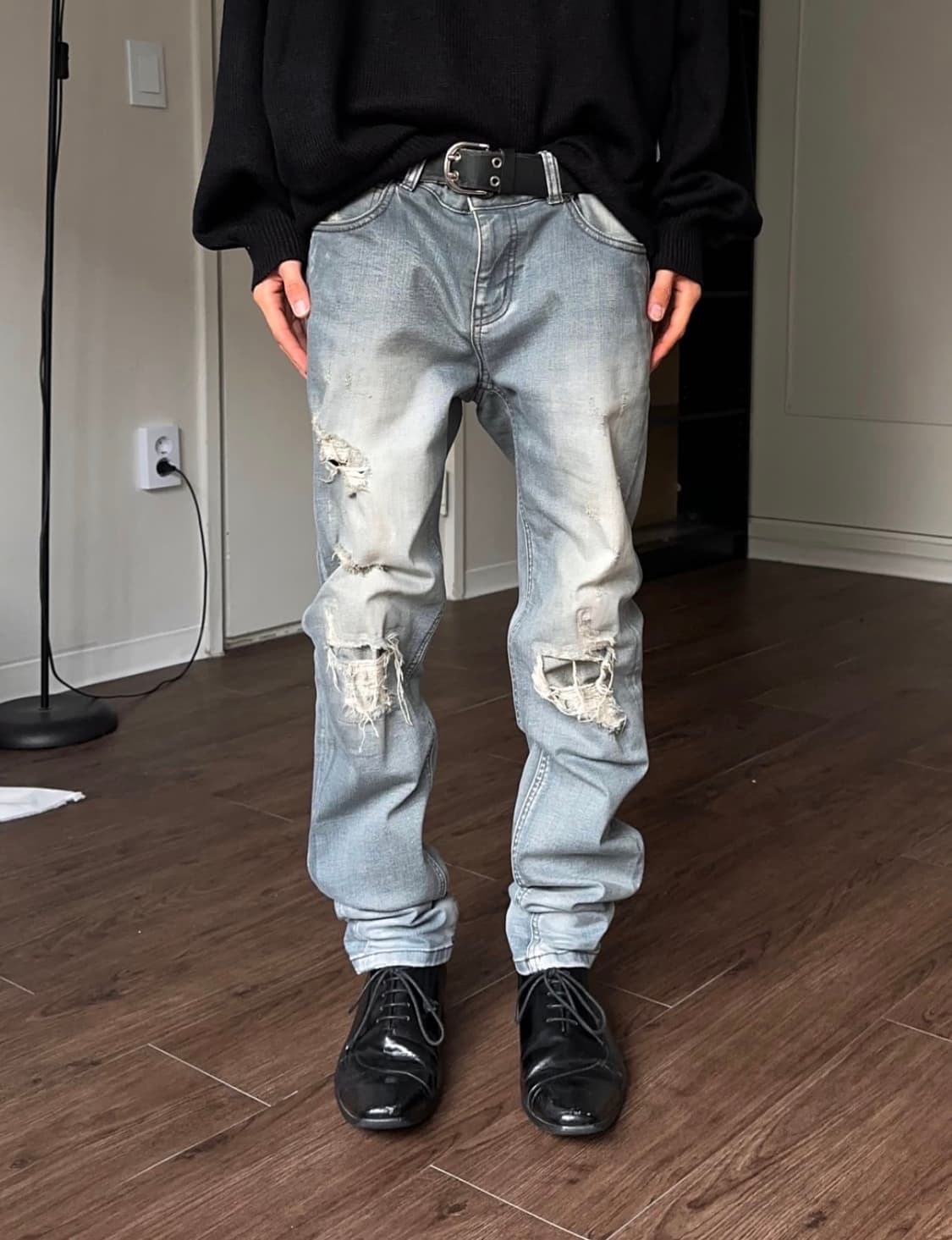 Ubjeans 디스트레스 & 리프드 스키니 진 상품이미지1