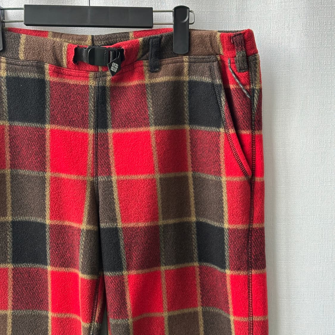컬럼비아 Columbia 체크 플리스 스트레이트 팬츠 레드 M 상품이미지2