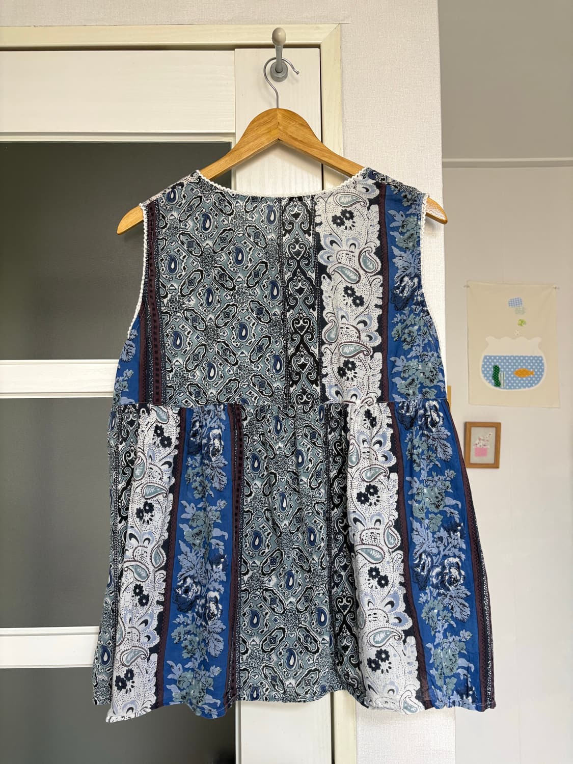 블루 패턴 슬리브리스  상품이미지5