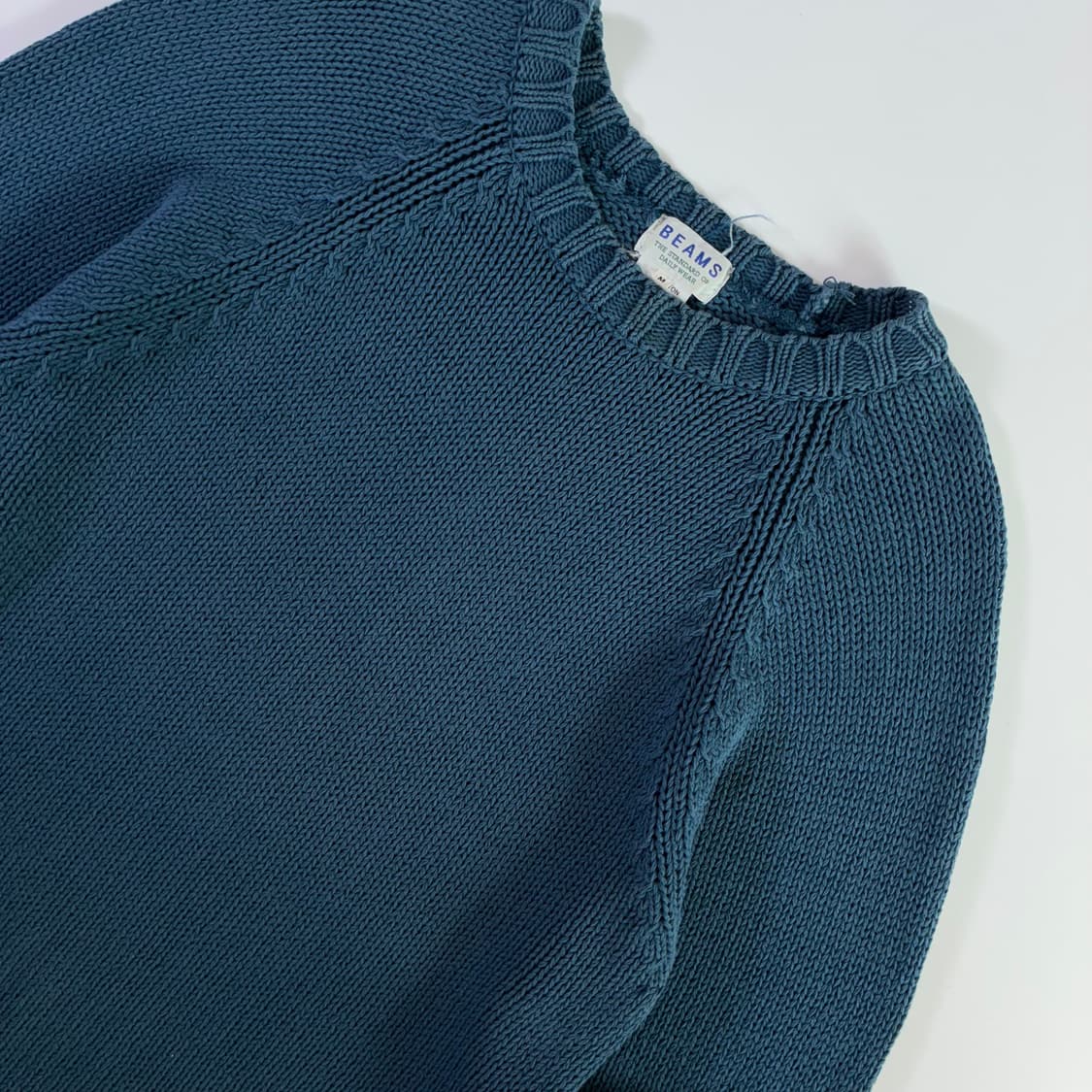 Beams  빔즈 헤비코튼 스카이블루 라운드 니트  상품이미지3