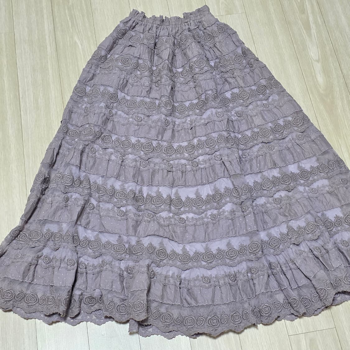 퍼플x로즈 모리걸st 레이스 밴딩 롱스커트 상품이미지1